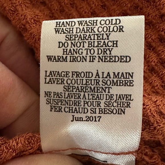 RAG POETS Waffle Knit 3/4 Sleeves Burnt/Orange Shirt Size Small - Picture 7 of 7